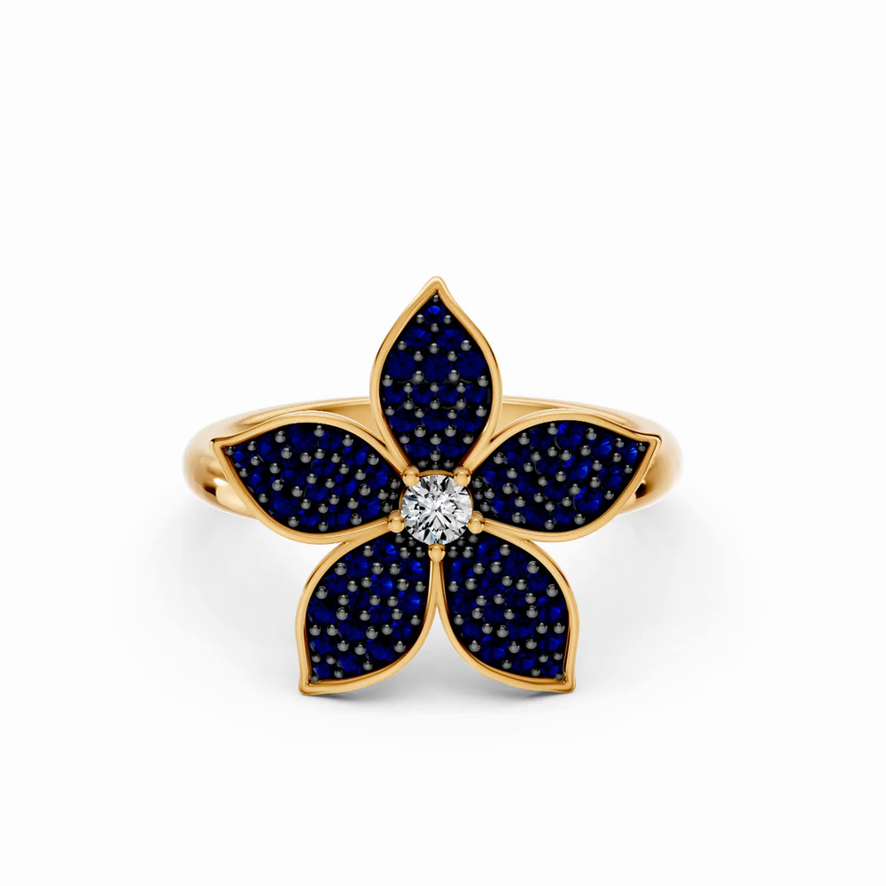 360 degree view of Fleur Pavé Lab Sapphire Ring