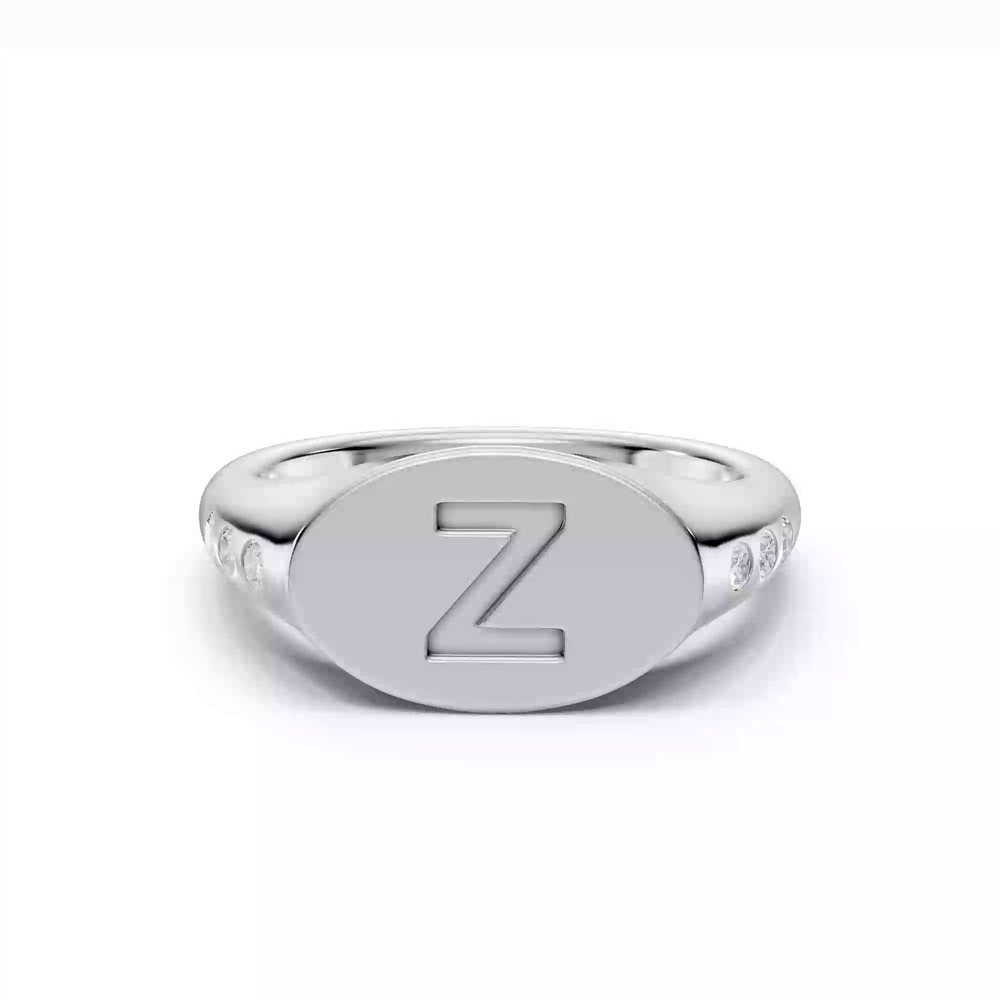 360 degree view of Initial Signet Lab Diamond Accent Ring - Z
