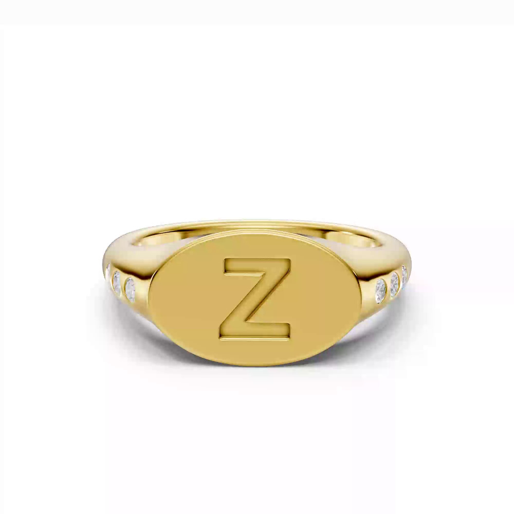 360 degree view of Initial Signet Lab Diamond Accent Ring - Z