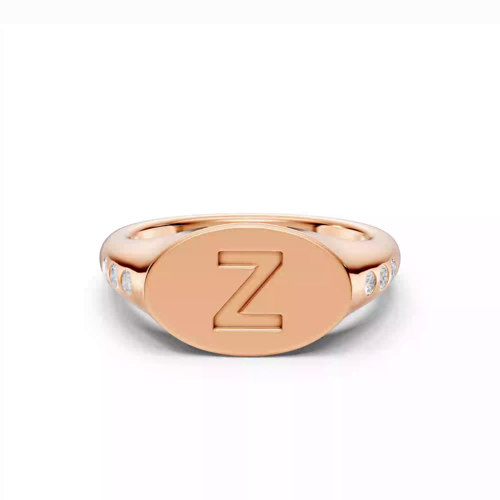 360 degree view of Initial Signet Diamond Accent Ring - Z