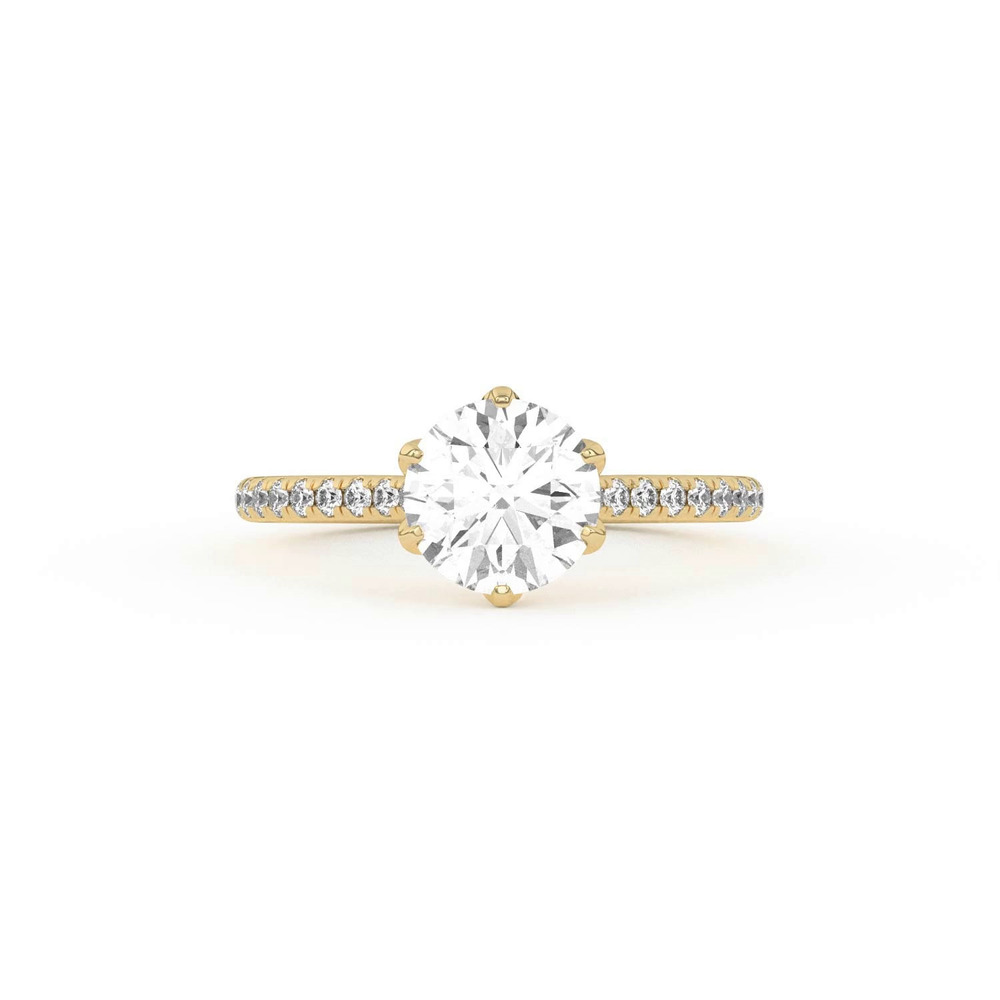 360 degree view of Marigold Tulip-Inspired 6 Prong Lab Engagement Ring