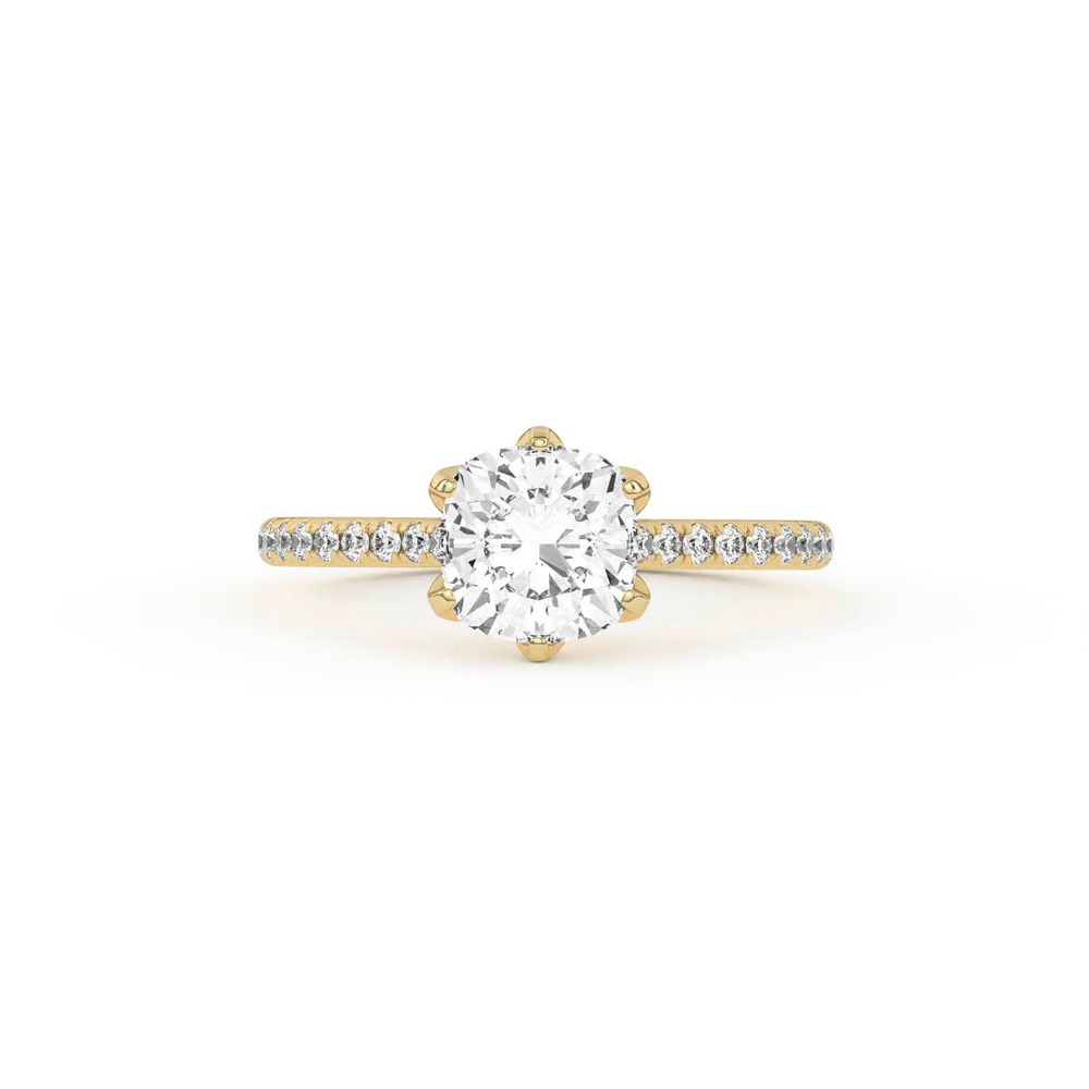360 degree view of Marigold Tulip Inspired 6 Prong Lab Engagement Ring