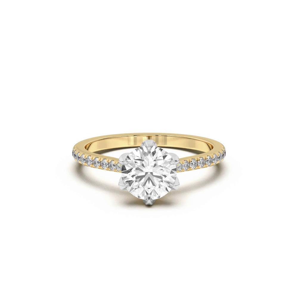 360 degree view of Marigold Tulip-Inspired 6 Prong Two-Tone Engagement Ring