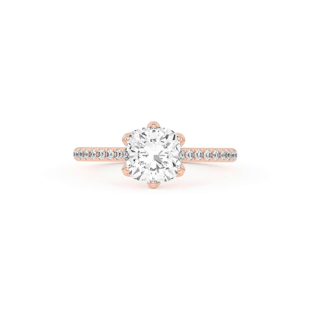 360 degree view of Marigold Tulip Inspired 6 Prong Lab Engagement Ring