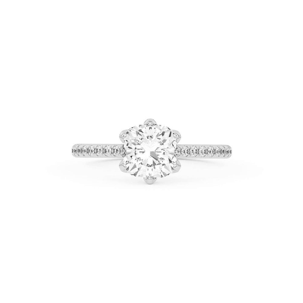 360 degree view of Marigold Tulip Inspired 6 Prong Lab Engagement Ring