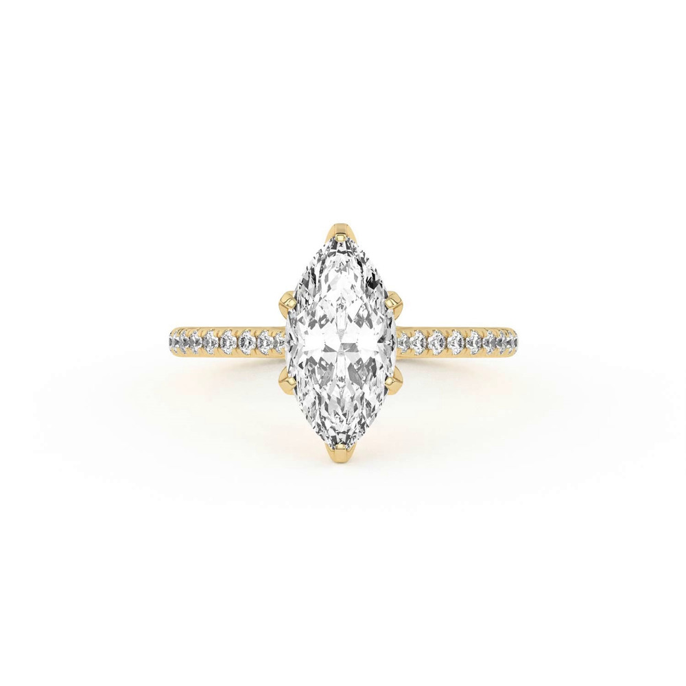 360 degree view of Marigold Tulip Inspired 6 Prong Lab Engagement Ring
