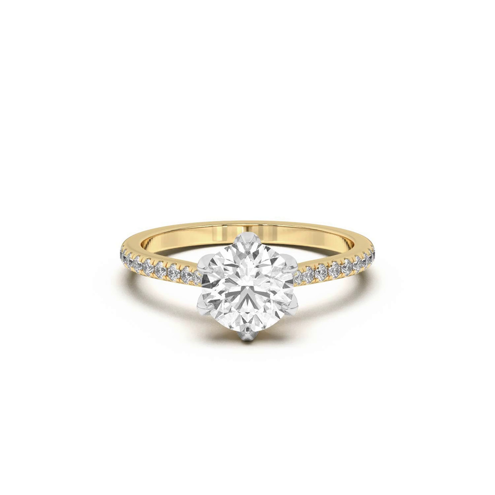 360 degree view of Marigold Tulip Inspired 6 Prong Two-Tone Engagement Ring