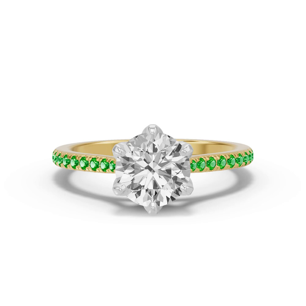 360 degree view of Marigold Tulip-Inspired Tsavorite Two-Tone Engagement Ring