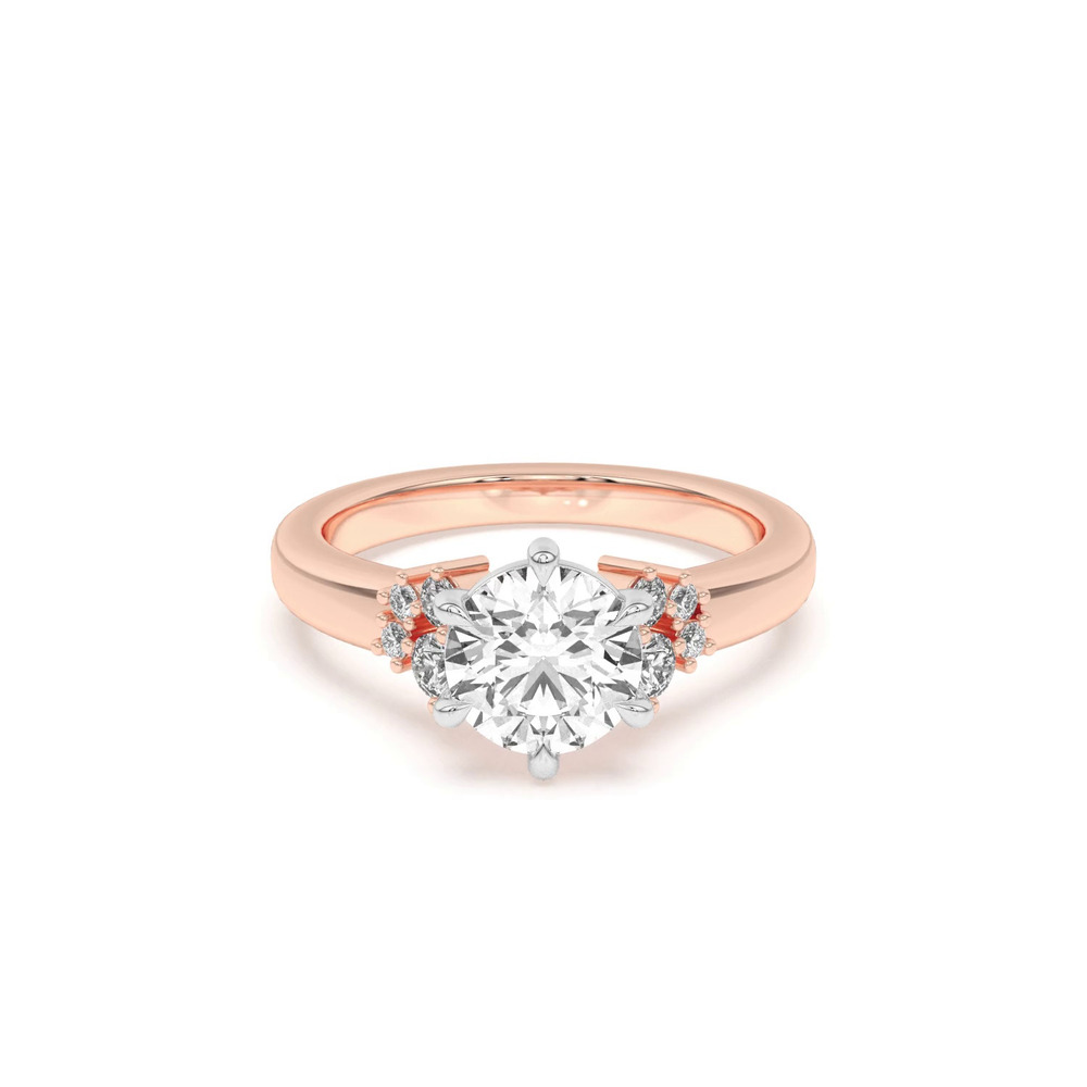 360 degree view of Kume Six-Prong Diamond Cluster Two-Tone Engagement Ring