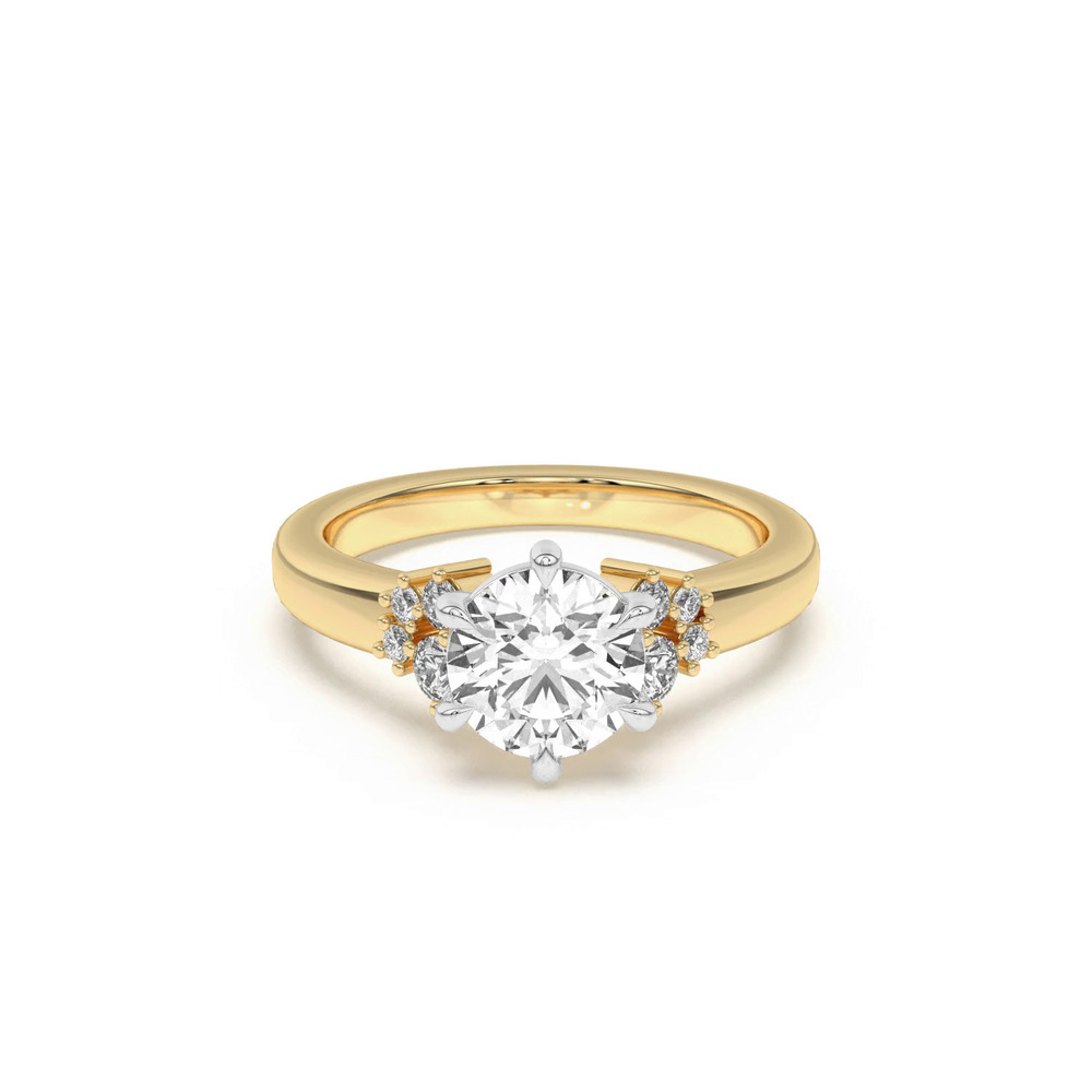 360 degree view of Kume Six-Prong Diamond Cluster Two-Tone Engagement Ring