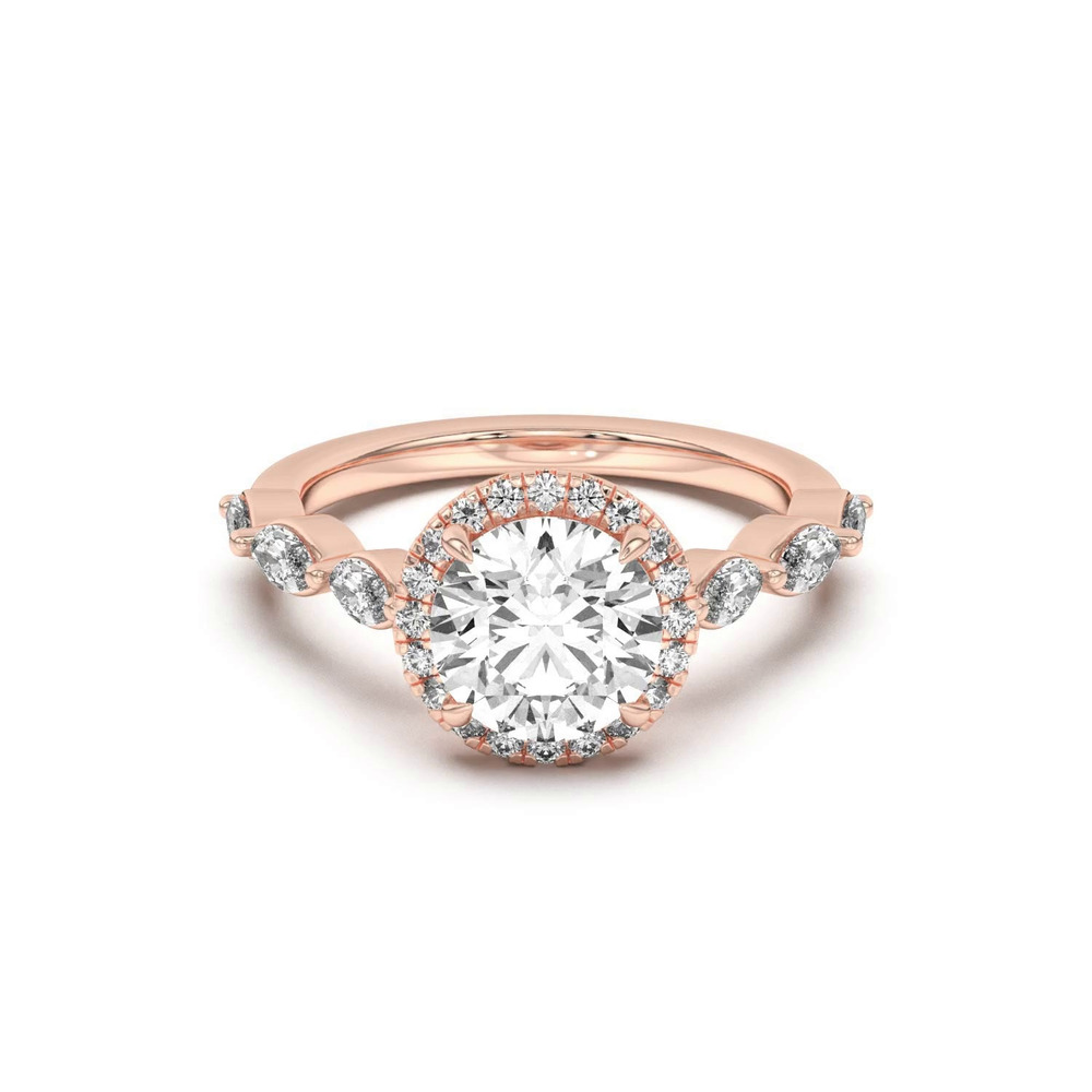 360 degree view of Everly Marquise Engagement Ring With Halo