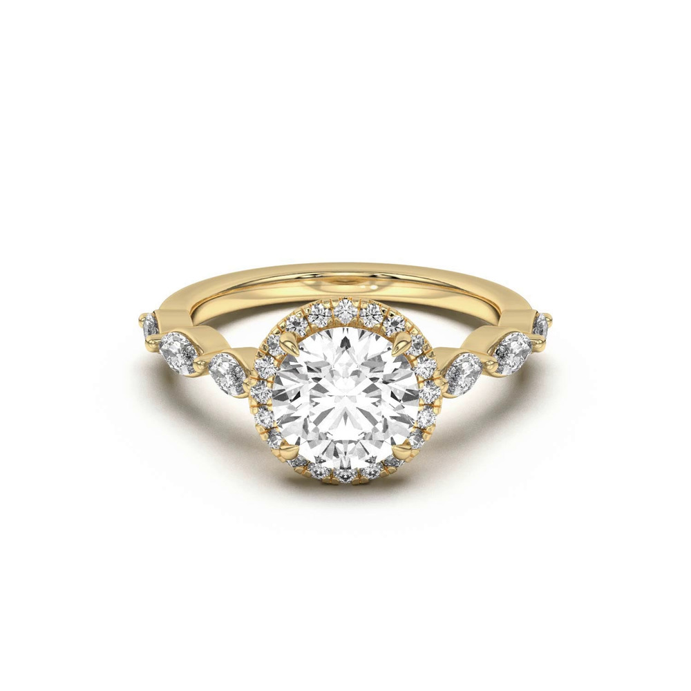 360 degree view of Everly Marquise Engagement Ring With Halo