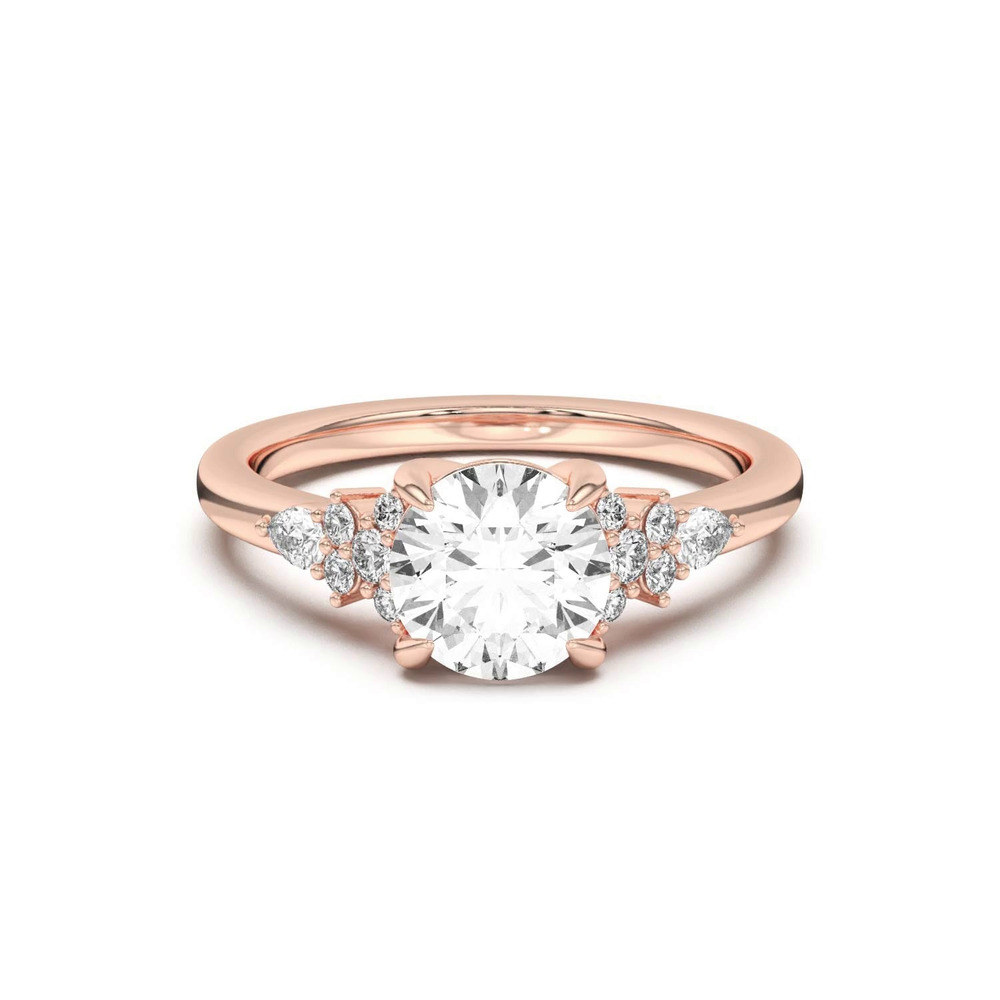 360 degree view of Belinda Pear and Round Diamond Cluster Engagement Ring