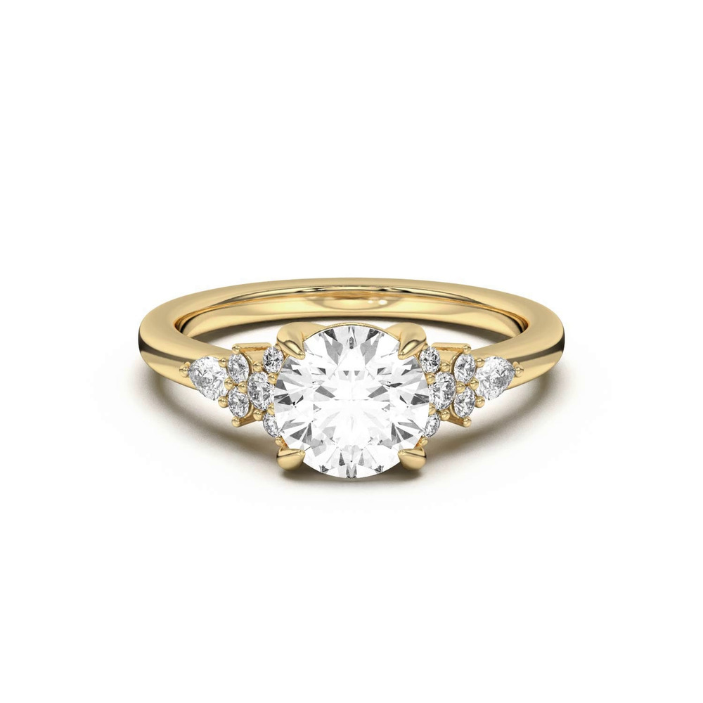 360 degree view of Belinda Pear and Round Diamond Cluster Engagement Ring