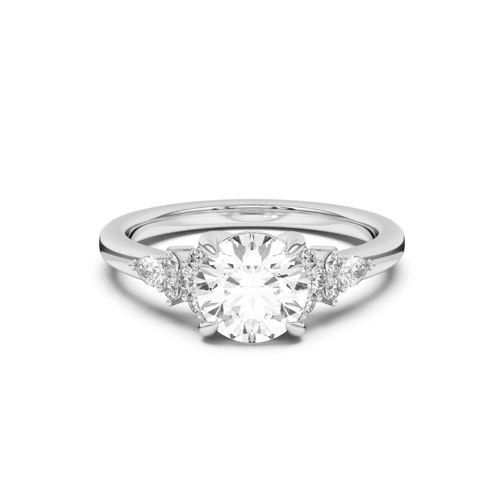 360 degree view of Belinda Pear and Round Diamond Cluster Engagement Ring