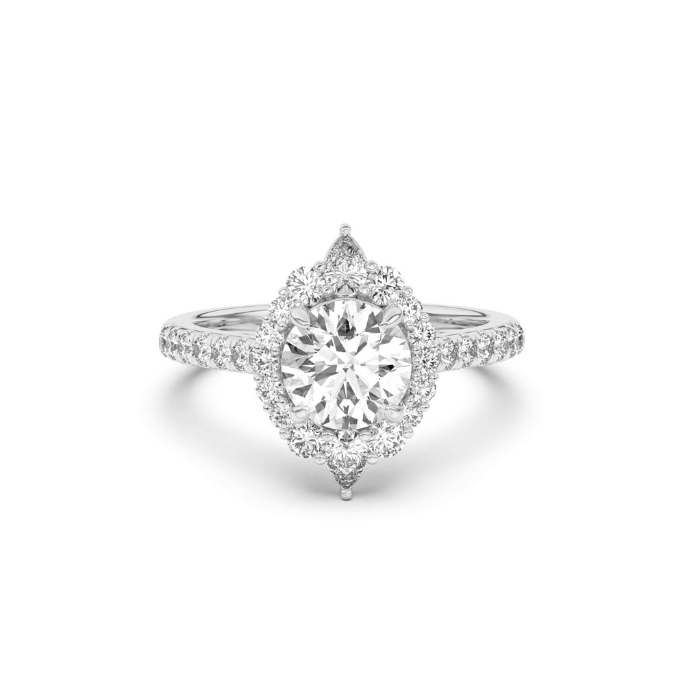 360 degree view of Lexa Round and Pear Diamond Halo Engagement Ring