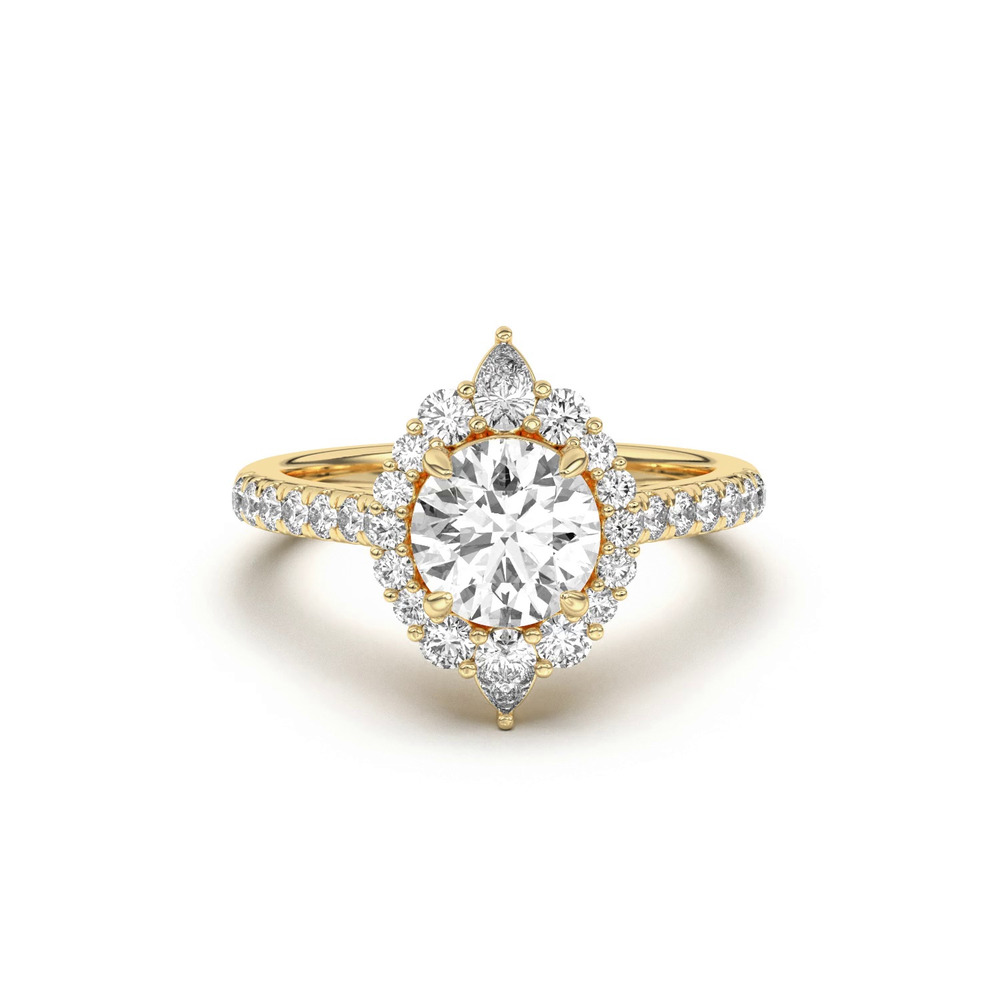 360 degree view of Lexa Round and Pear Diamond Halo Engagement Ring