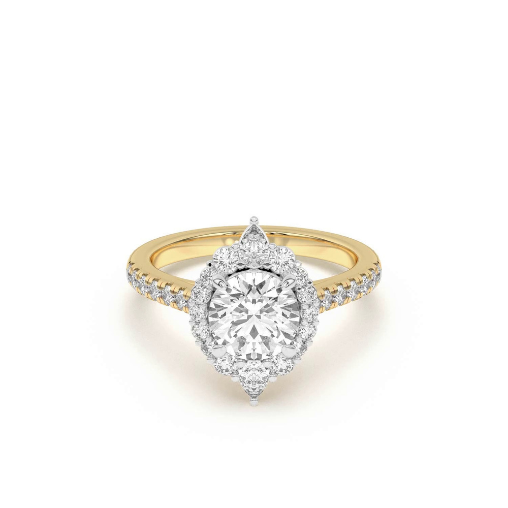 360 degree view of Lexa Round and Pear Diamond Two-Tone Halo Engagement Ring
