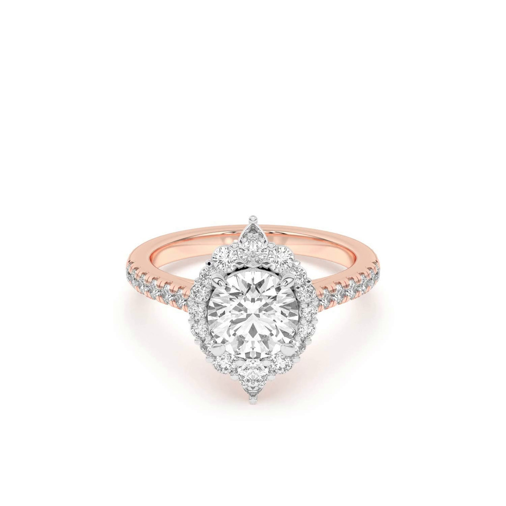 360 degree view of Lexa Round and Pear Diamond Two-Tone Halo Engagement Ring