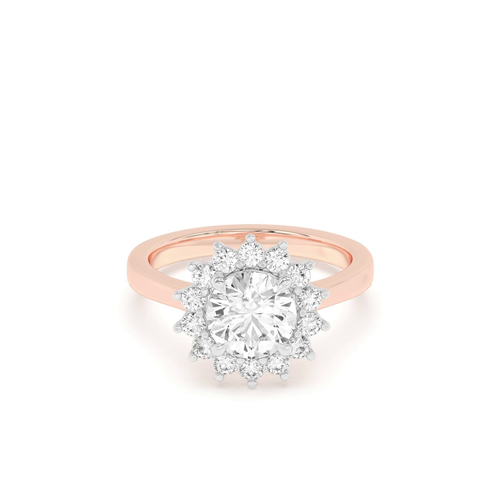 360 degree view of Nova Burst Two-Tone Halo Engagement Ring