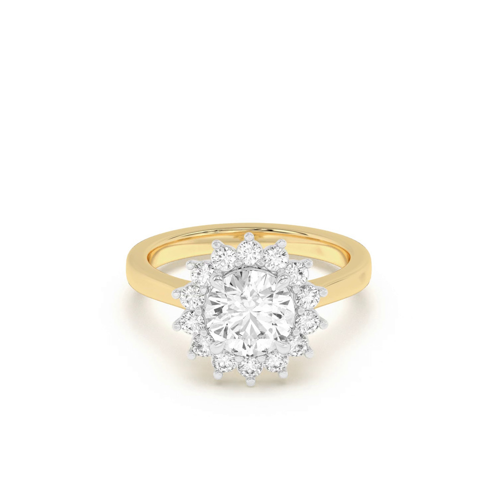 360 degree view of Nova Burst Two-Tone Halo Engagement Ring
