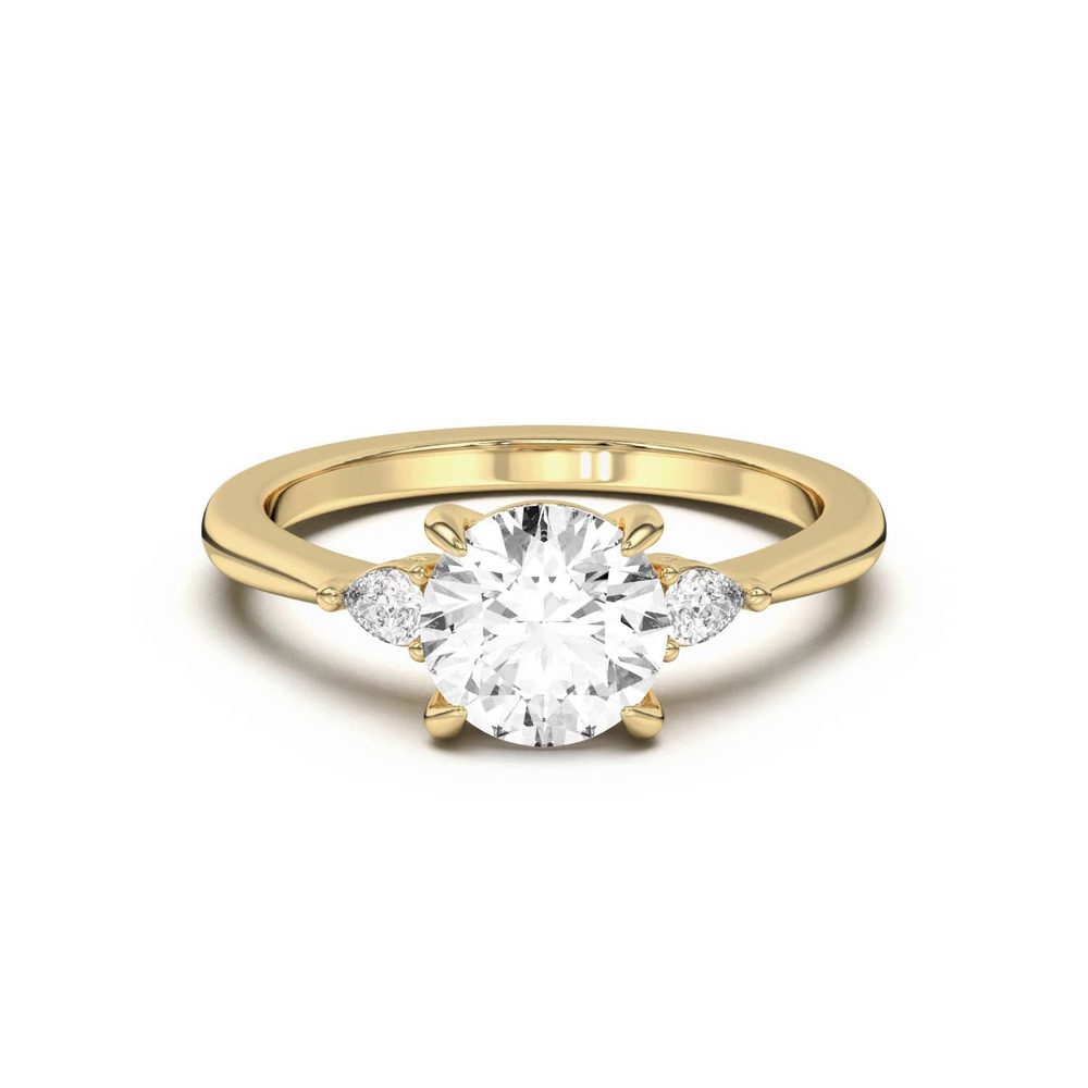 360 degree view of Kelsey Pear Diamond Three-Stone Engagement Ring