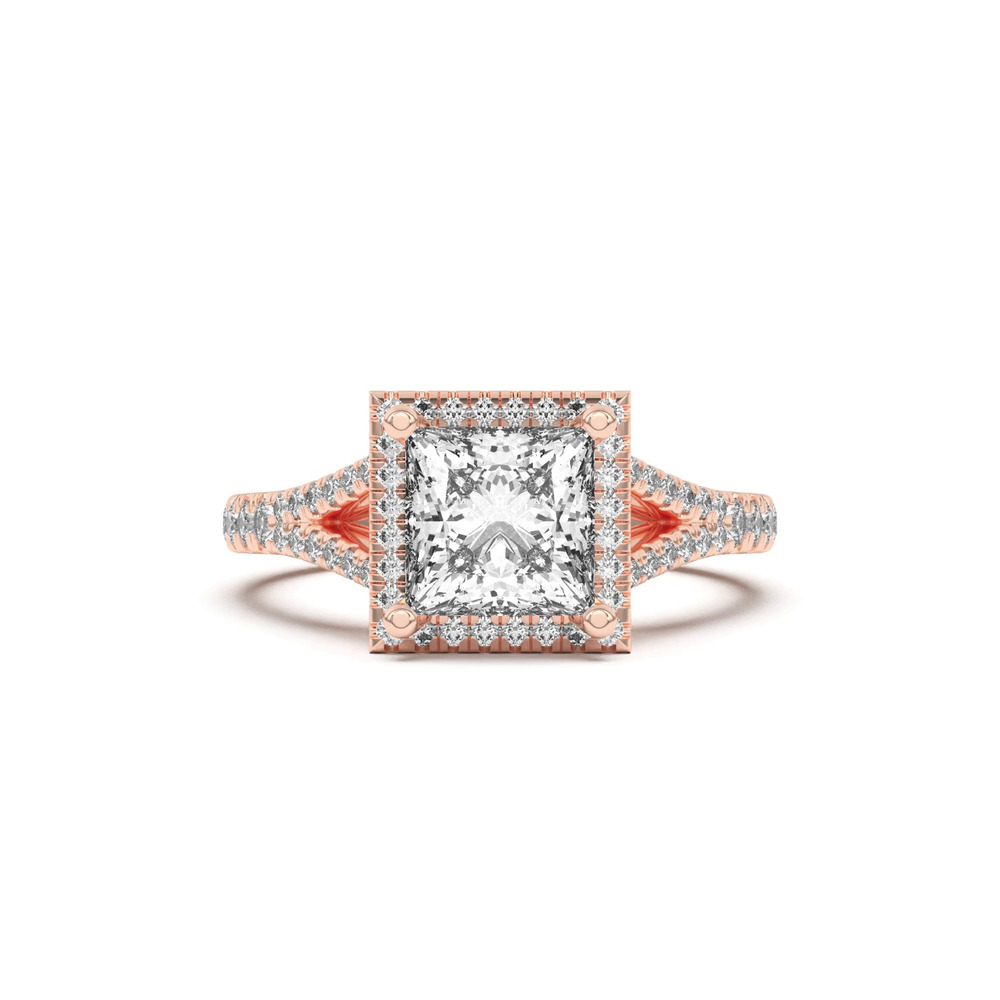 360 degree view of Clarissa Split Shank Halo Engagement Ring