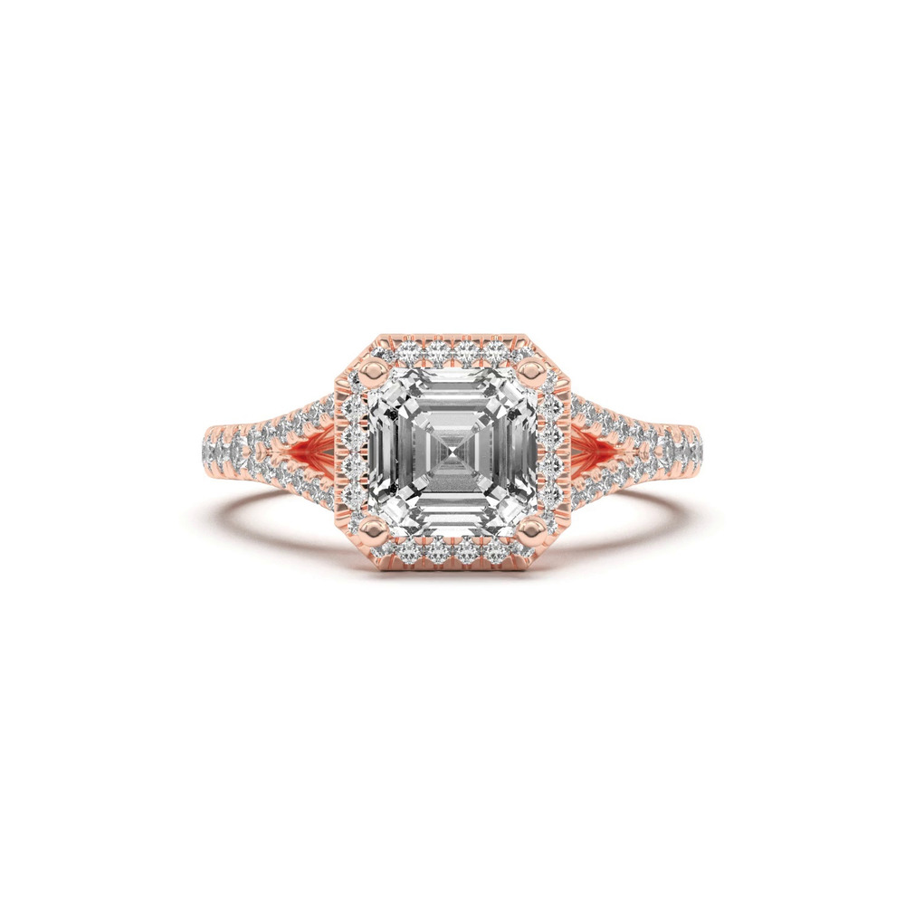 360 degree view of Clarissa Split Shank Halo Engagement Ring