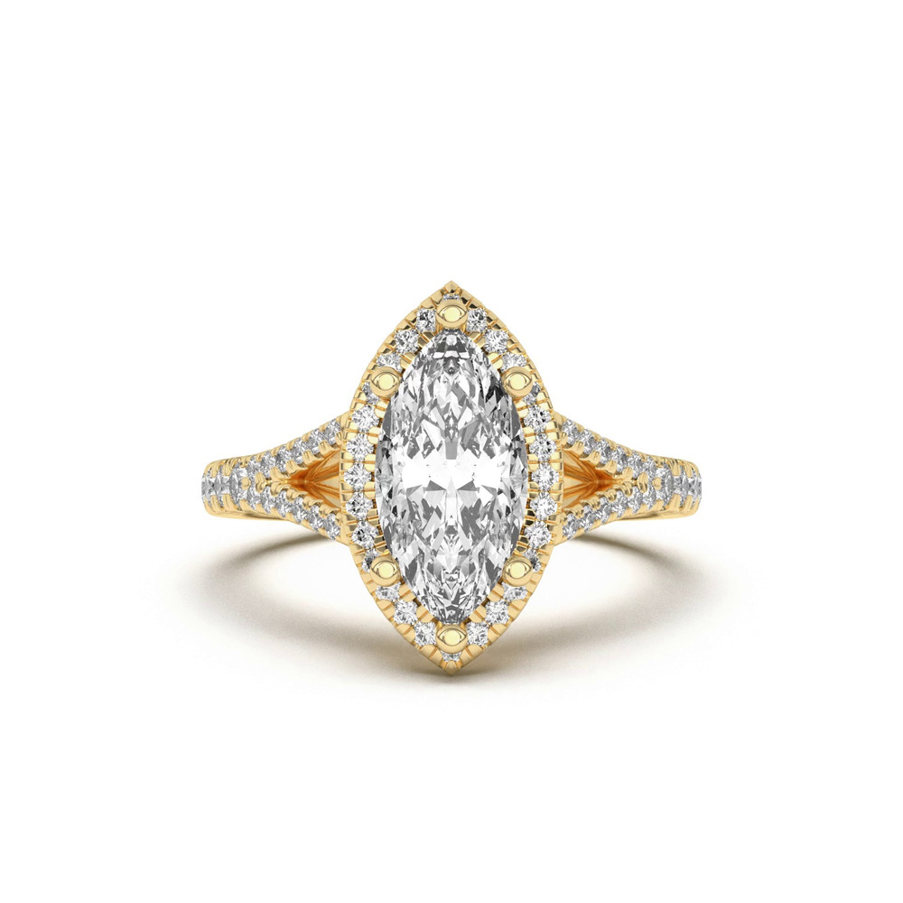 360 degree view of Clarissa Split Shank Halo Engagement Ring