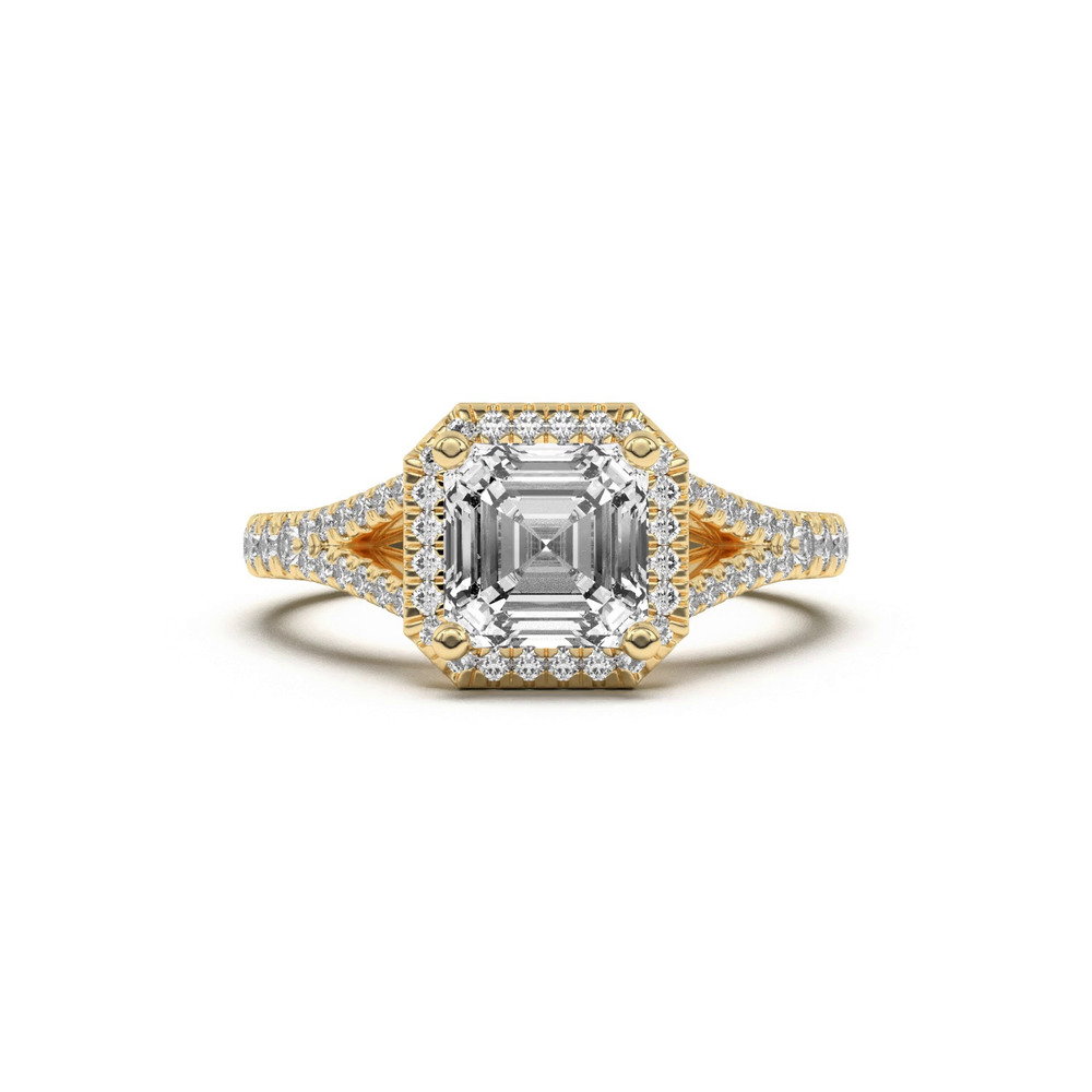 360 degree view of Clarissa Split Shank Halo Engagement Ring