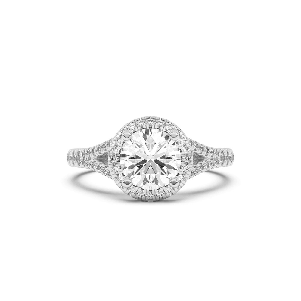 360 degree view of Clarissa Split Shank Halo Engagement Ring