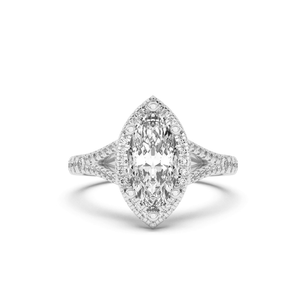 360 degree view of Clarissa Split Shank Halo Engagement Ring