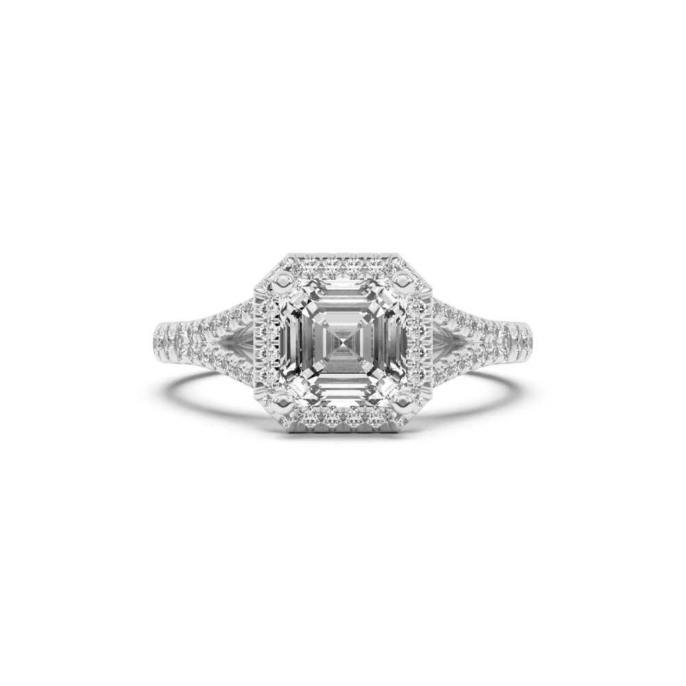 360 degree view of Clarissa Split Shank Halo Engagement Ring