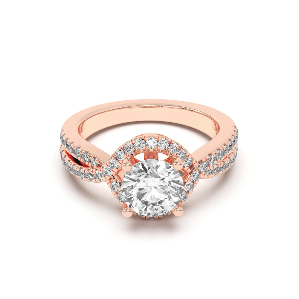 360 degree view of Desiree Crossover Floating Halo Engagement Ring