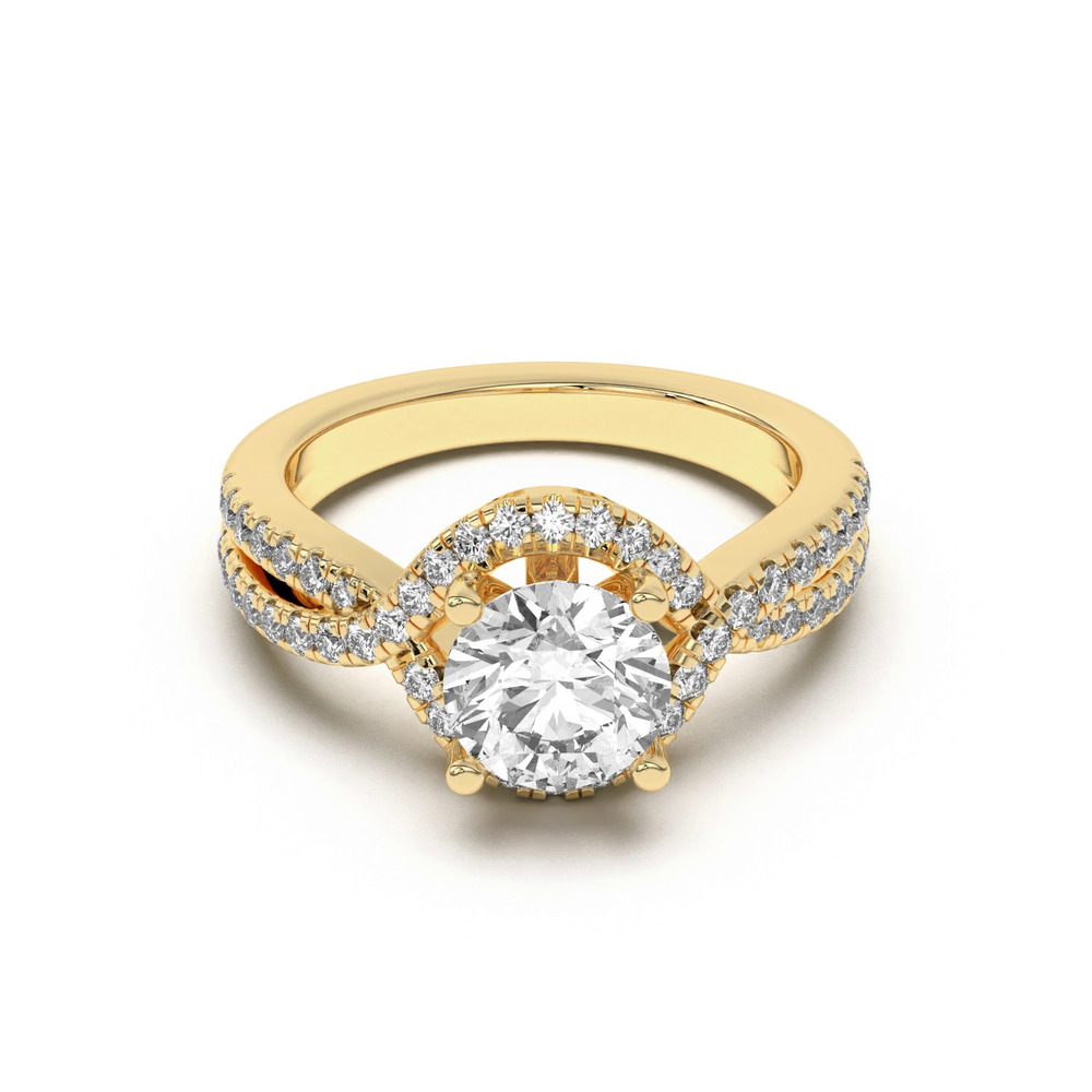 360 degree view of Desiree Crossover Floating Halo Engagement Ring