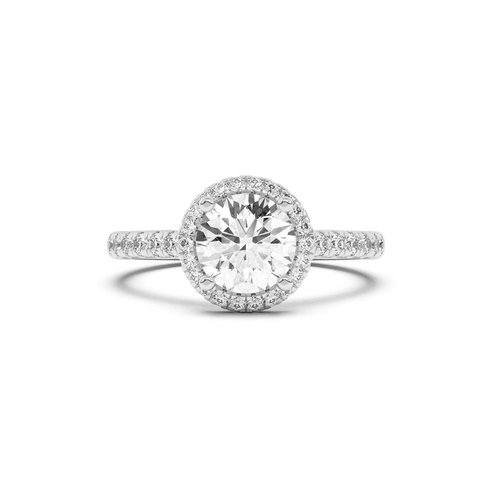 360 degree view of Estelle Classic Pavé Cathedral Halo Engagement Ring