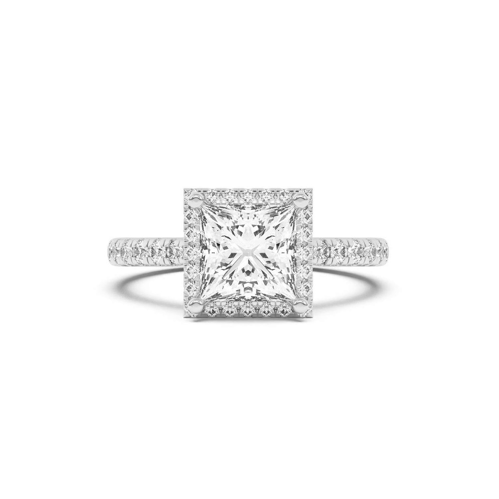 360 degree view of Estelle Classic Pavé Cathedral Halo Engagement Ring