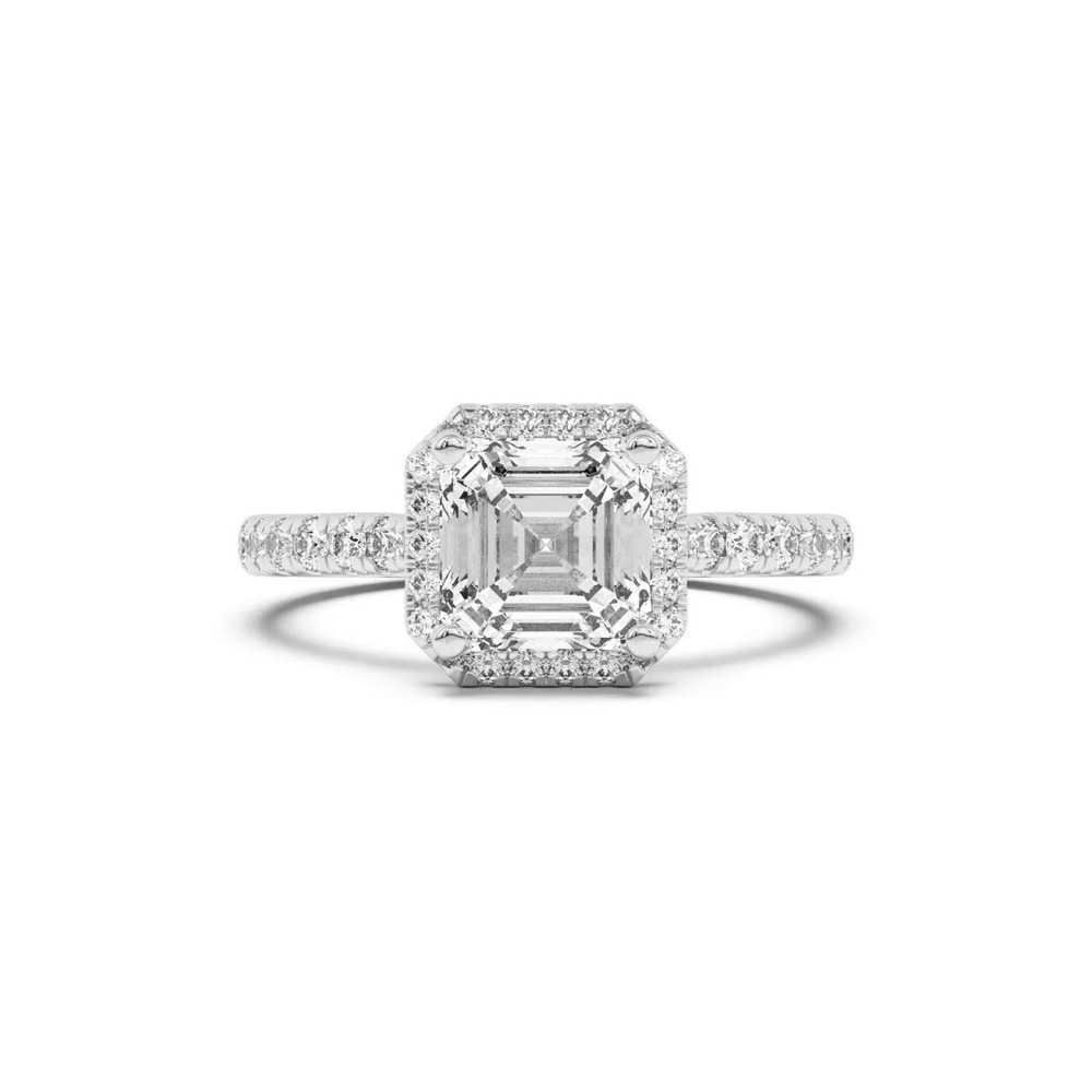 360 degree view of Estelle Classic Pavé Cathedral Halo Engagement Ring