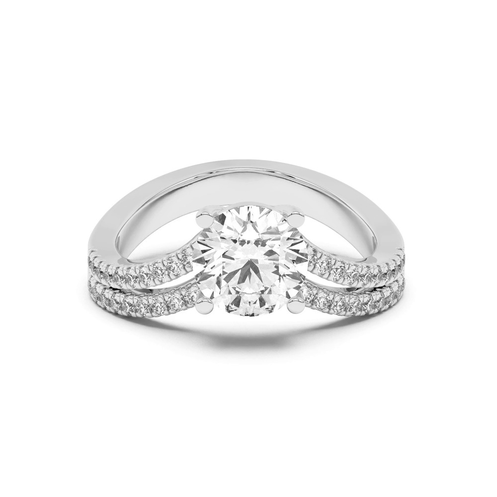 360 degree view of Nadine Double Pavé Row Floating Engagement Ring