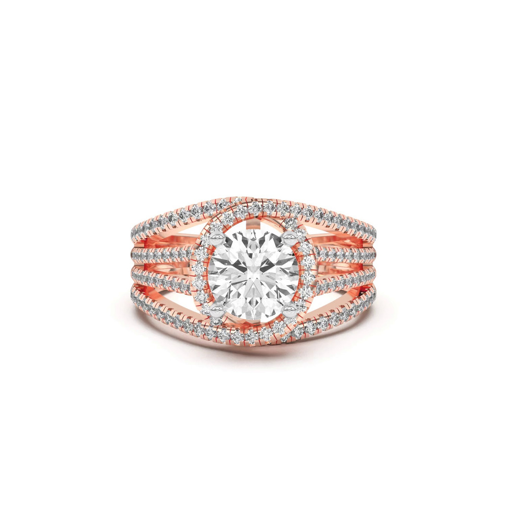 360 degree view of Liana Multistrand Swirling Halo Two-Tone Engagement Ring