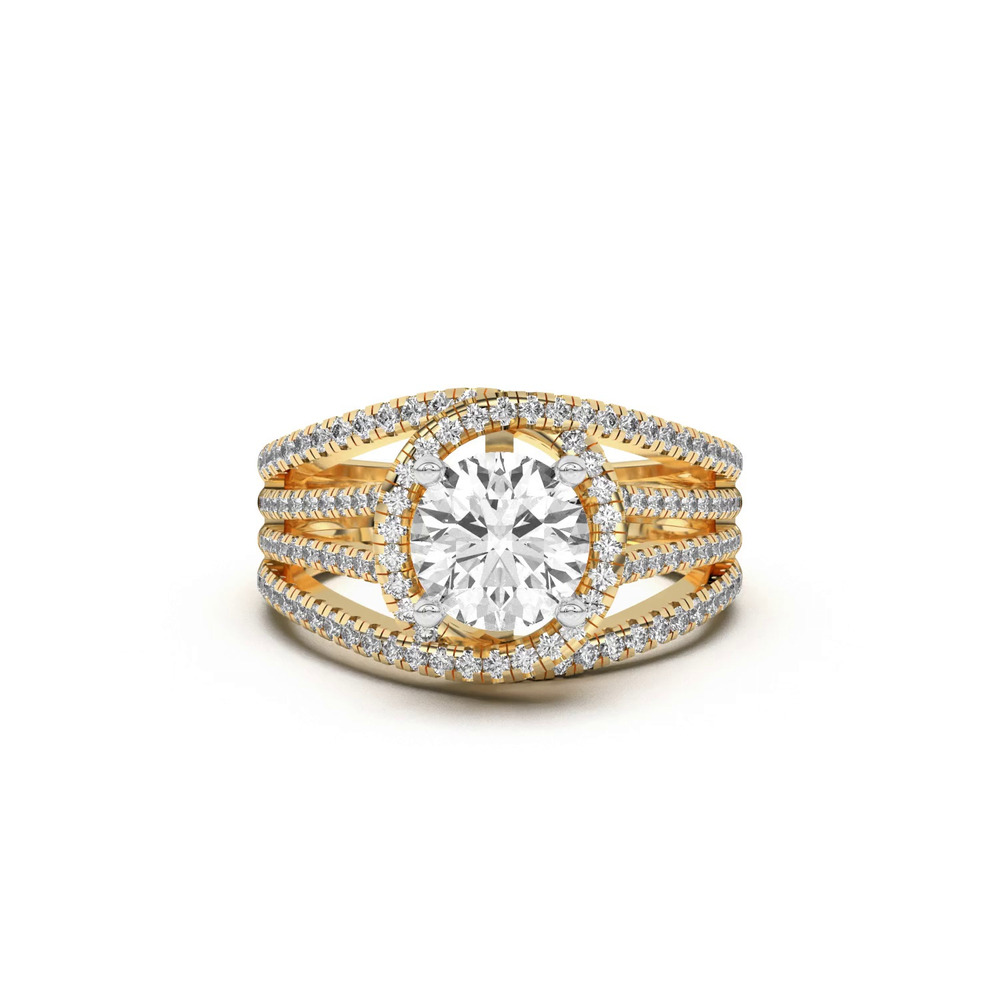 360 degree view of Liana Multistrand Swirling Halo Two-Tone Engagement Ring