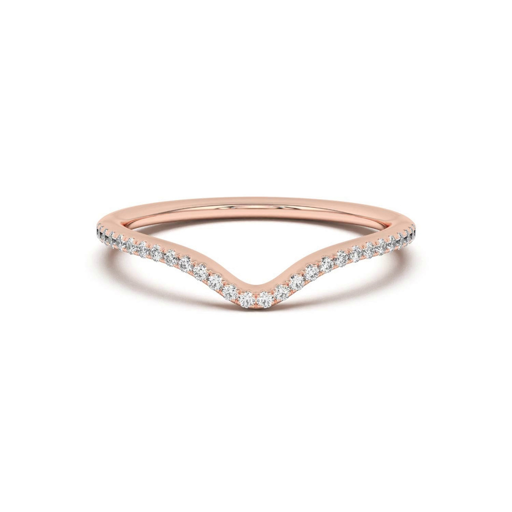 360 degree view of Andra Curved Pavé Band