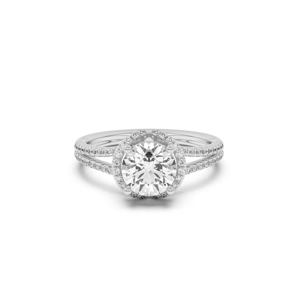 360 degree view of Andra Folded Halo Engagement Ring