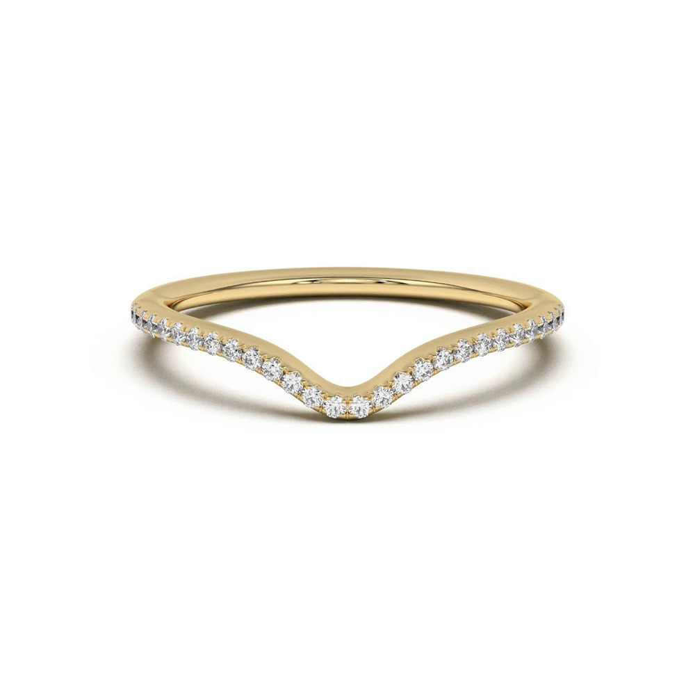 360 degree view of Andra Curved Pavé Band