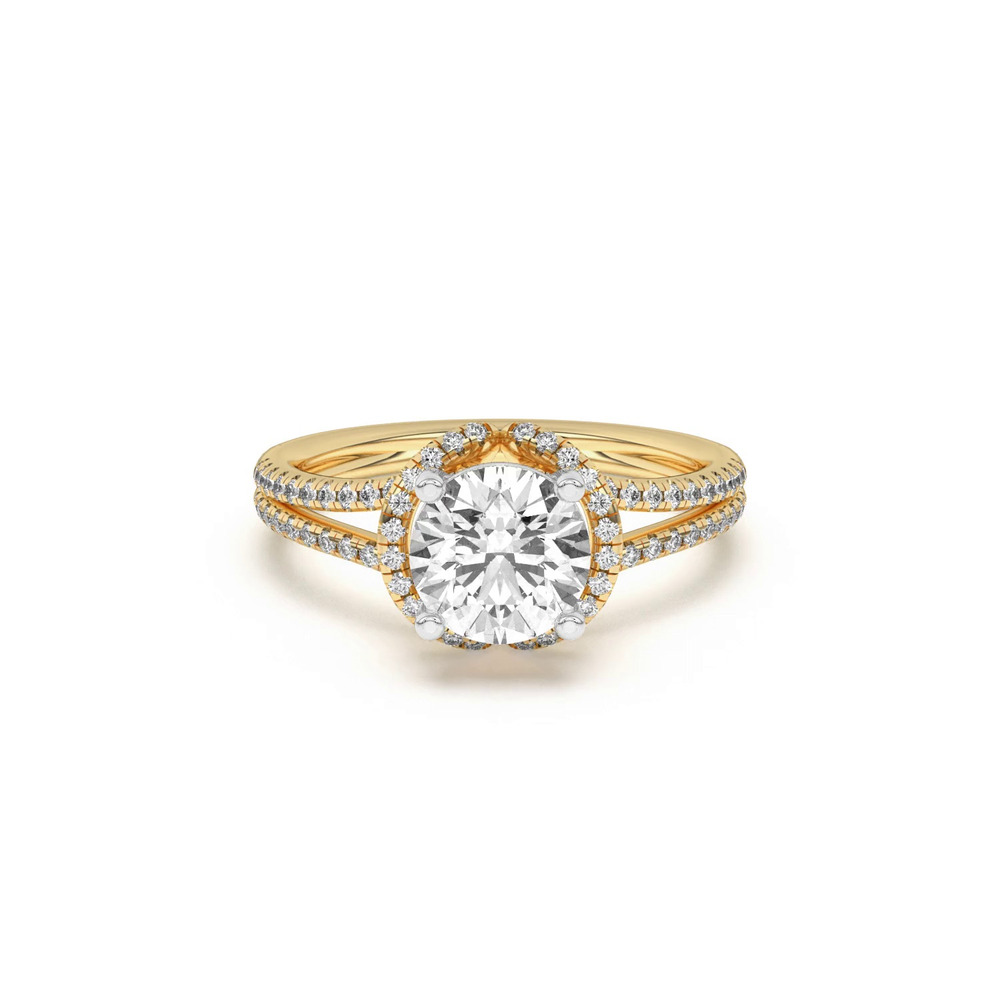 360 degree view of Andra Folded Halo Two-Tone Engagement Ring