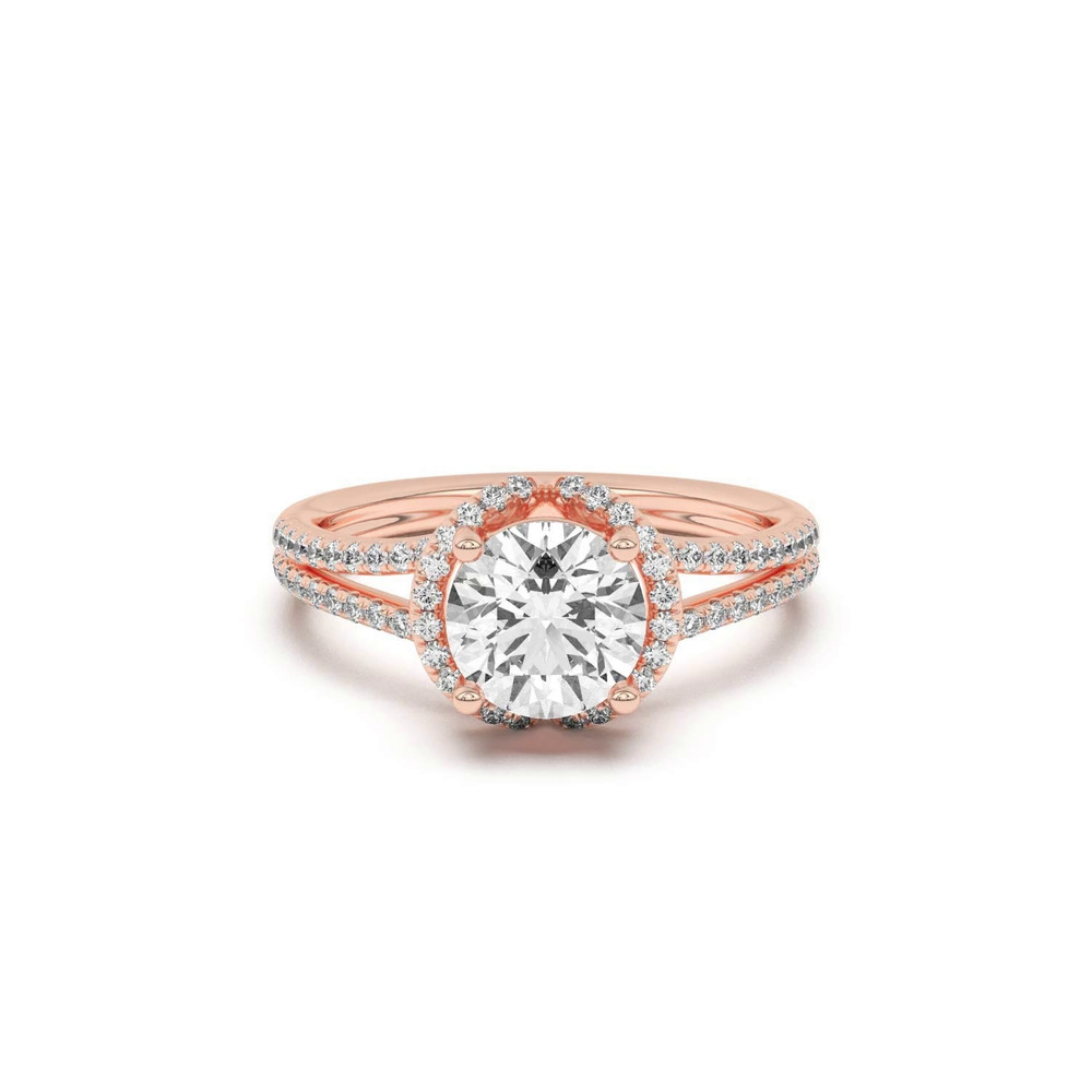 360 degree view of Andra Folded Halo Engagement Ring