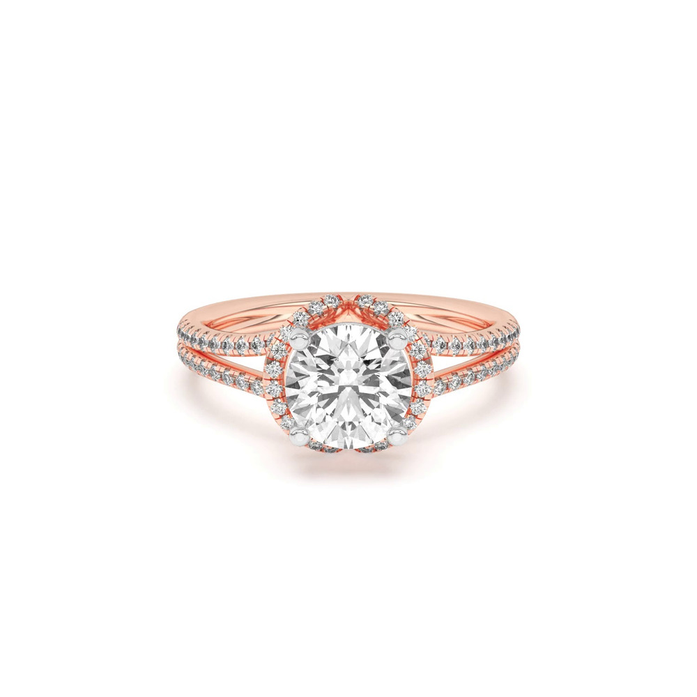360 degree view of Andra Folded Halo Two-Tone Engagement Ring