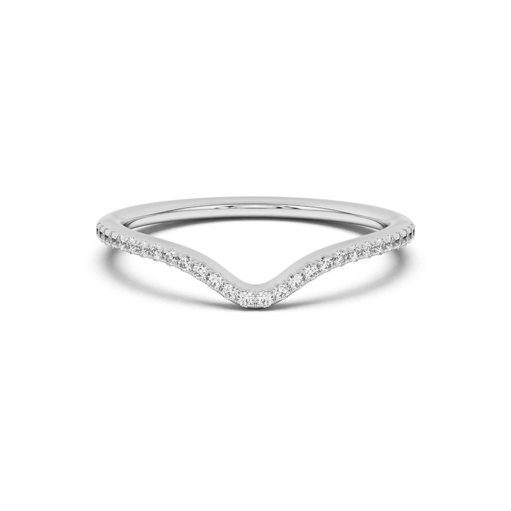 360 degree view of Andra Curved Pavé Band
