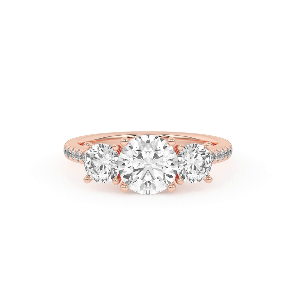 360 degree view of Timeless Three-Stone Diamond Pavé Accents Engagement Ring