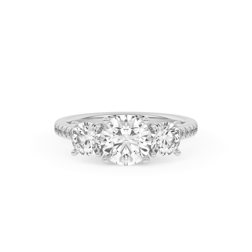 360 degree view of Timeless Three-Stone Lab Diamond Pavé Accents Engagement Ring